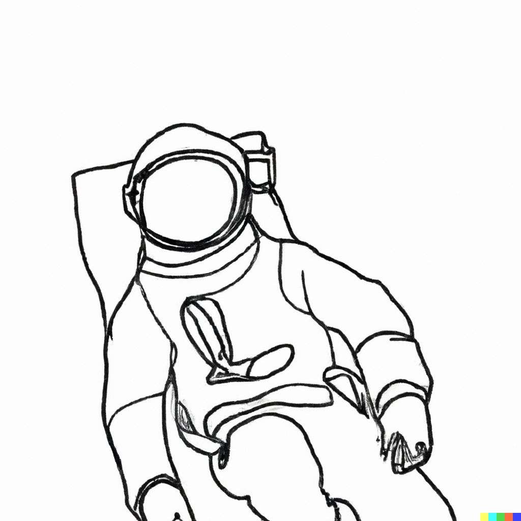 an astronaut, one-line drawing
